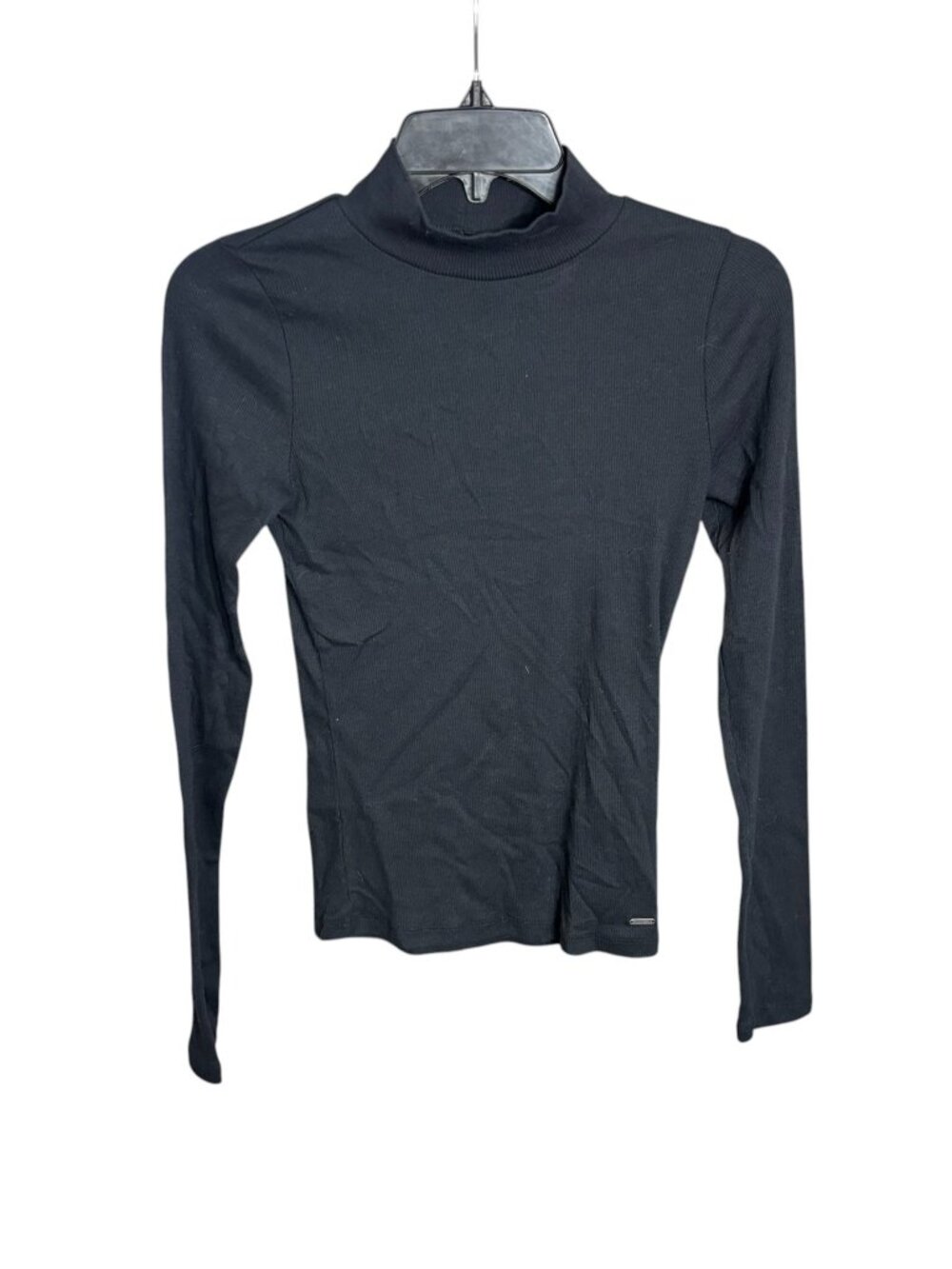Hollister Mockneck Long Sleeve Tee Bodycon Black Size Small